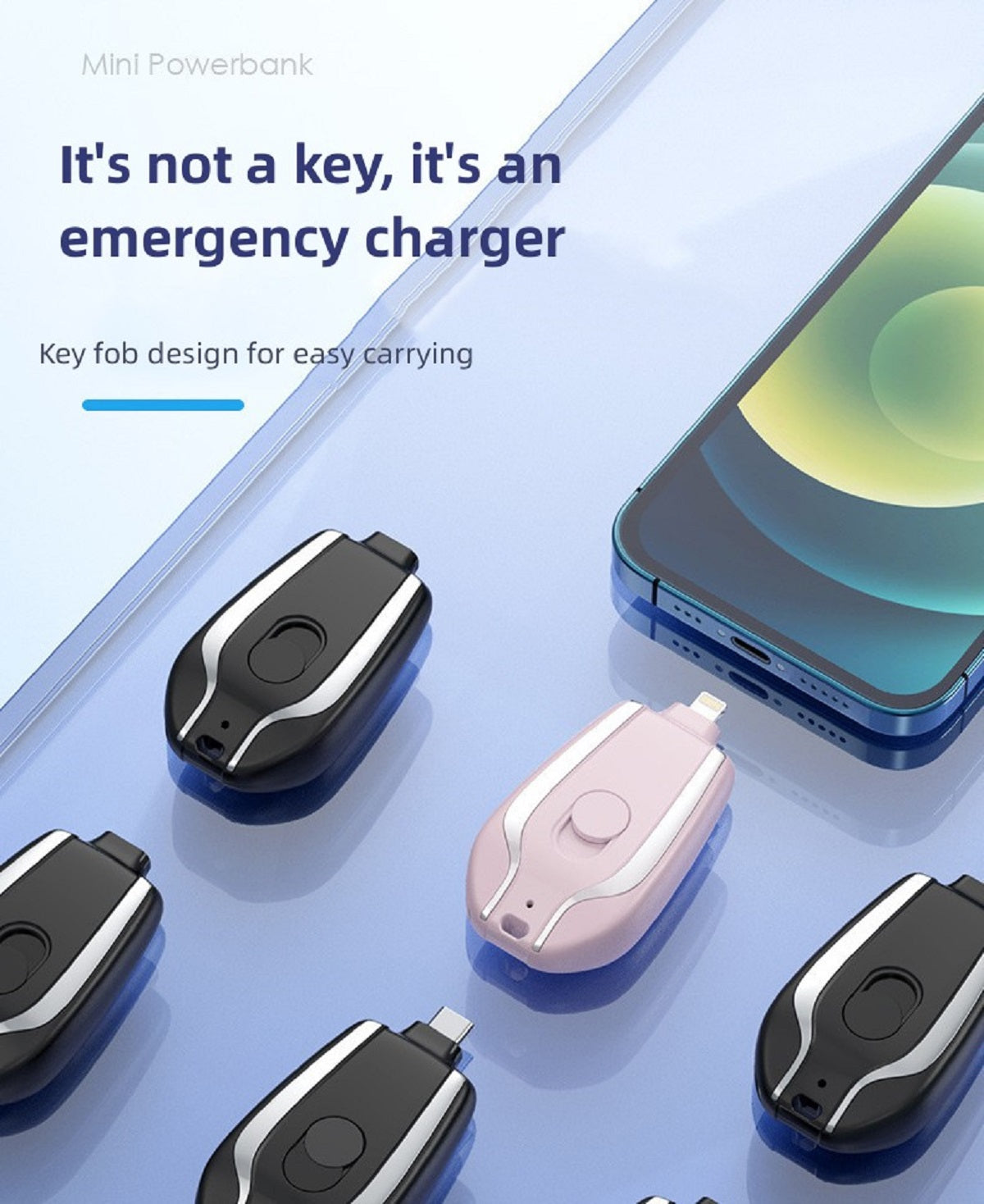 Keychain Portable Charger Key Ring Cell Phone Charger External Fast Charging Power Bank Iphone (random Color)