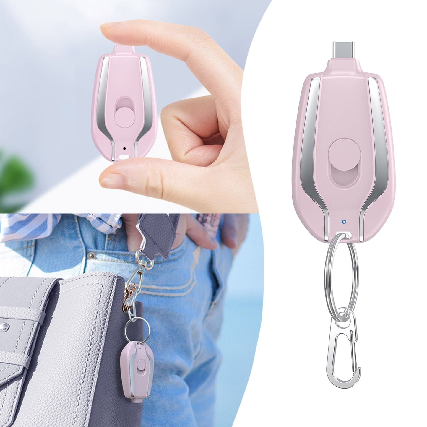 Keychain Portable Charger Key Ring Cell Phone Charger External Fast Charging Power Bank Iphone (random Color)
